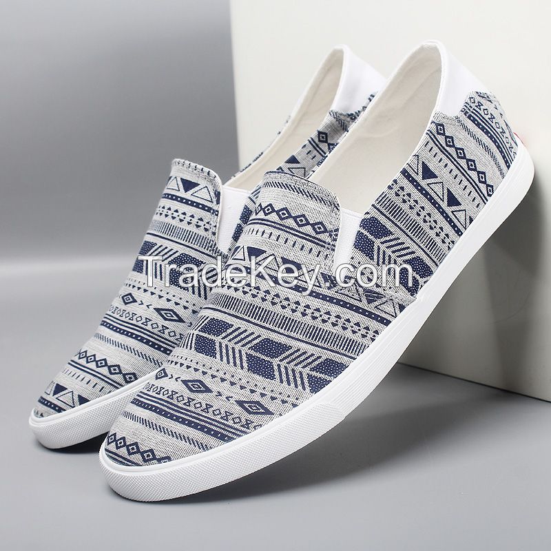 LEYO summer man shoes vintage textile casual shoes fashion slip-on sneaker