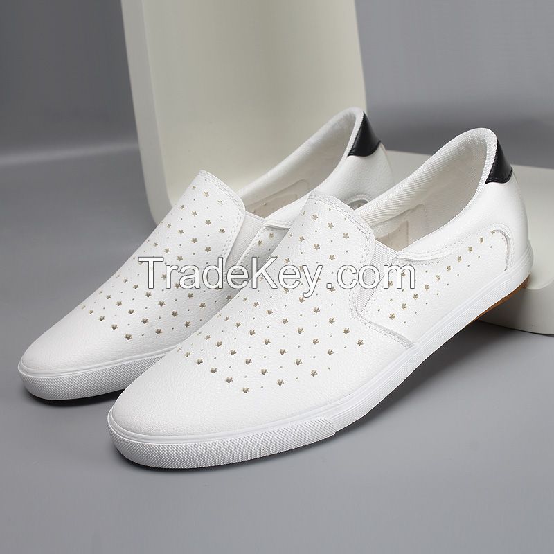 LEYO summer man shoes punch pu casual shoes fashion slip-on sneaker