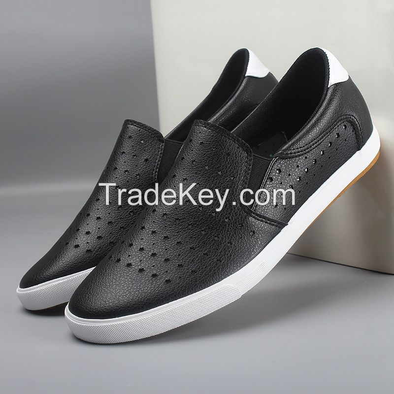 LEYO summer man shoes punch pu casual shoes fashion slip-on sneaker