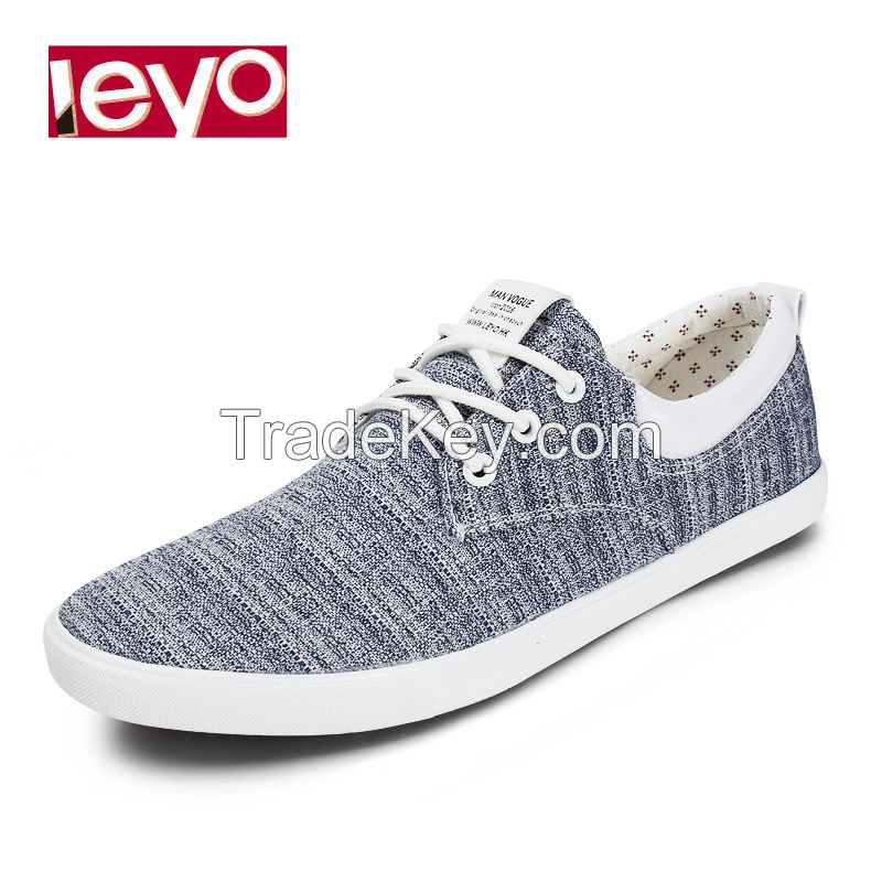 LEYO summer man shoes grey or navy stripe twill casual shoes lace-up sneaker