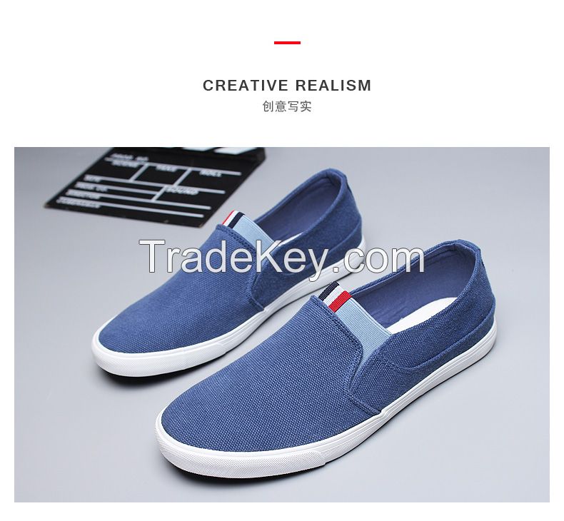 LEYO 2016 summer man shoes solid color navy or black washed canvas casual shoes fashion slip-on sneaker