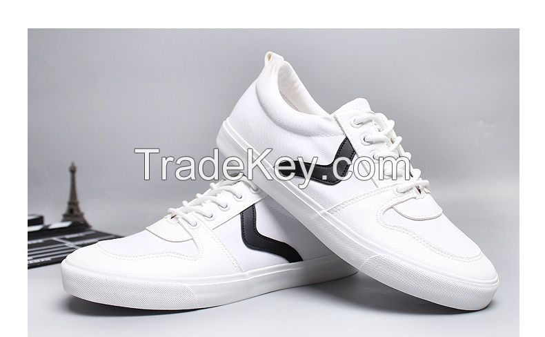 LEYO summer man shoes black and white Canvas Pu casual shoes lace-up sneaker