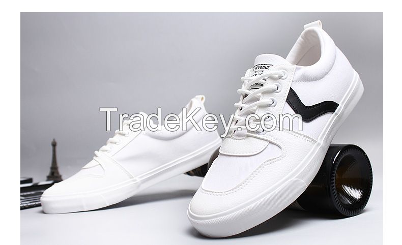 LEYO summer man shoes black and white Canvas Pu casual shoes lace-up sneaker