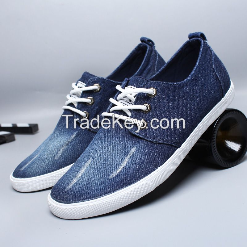 LEYO summer man shoes navy, light blue denim casual shoes classic lace-up sneaker