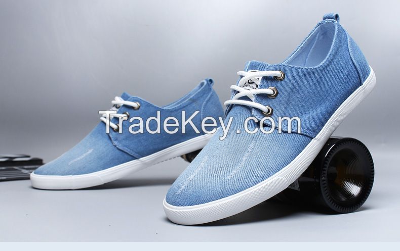 LEYO summer man shoes navy, light blue denim casual shoes classic lace-up sneaker