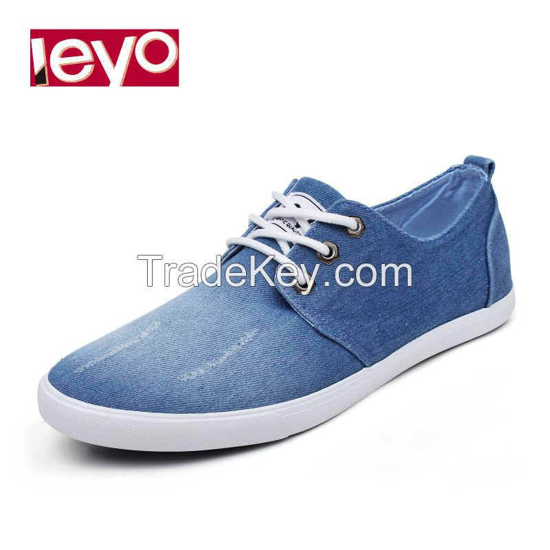 LEYO summer man shoes navy, light blue denim casual shoes classic lace-up sneaker