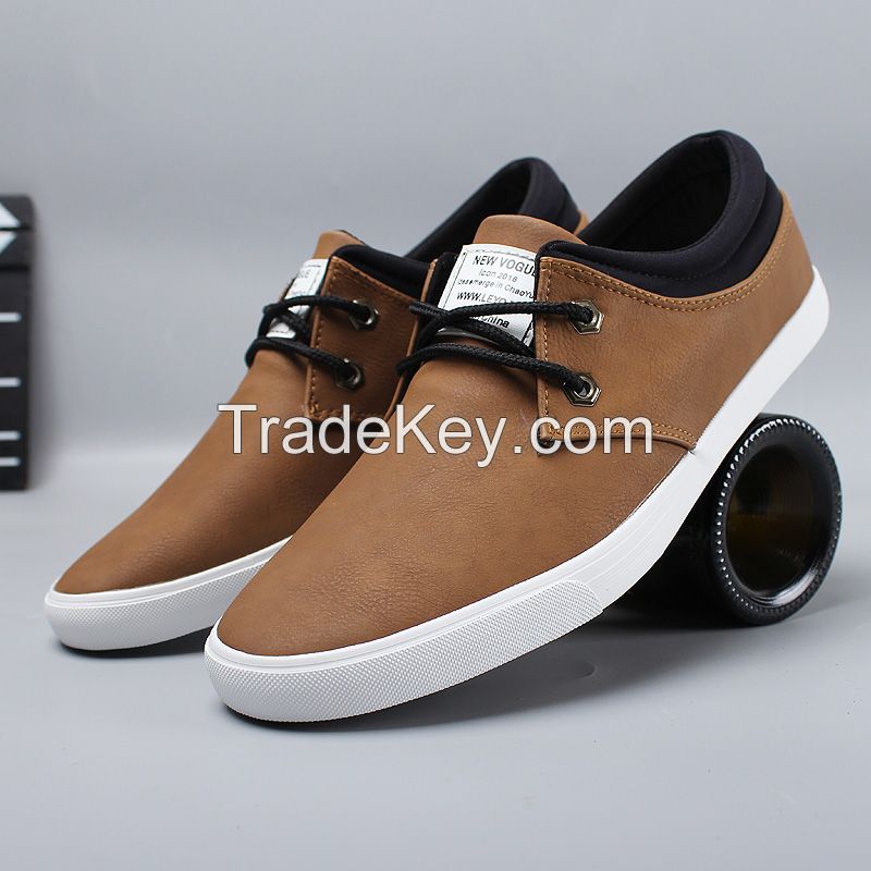 leyo 2016 summer man casual shoesPU shoes vulcanized shoe lace-up sneaker