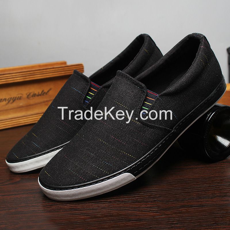 LEYO summer man shoes black brown or navy color casual shoes fashion slip-on sneaker