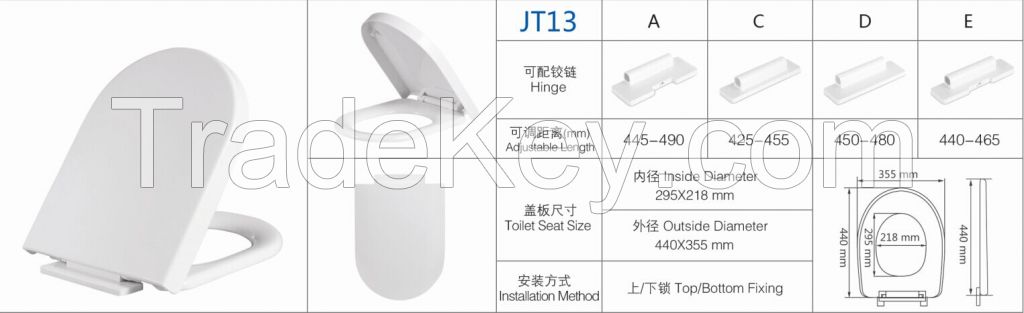 D shape plastic soft closing toilet seat cover