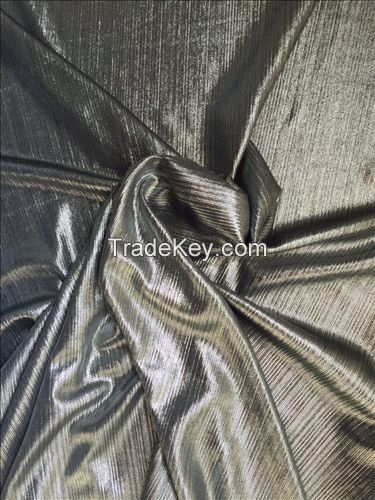 polyester woven metal color gold print fabric for pleated skirt