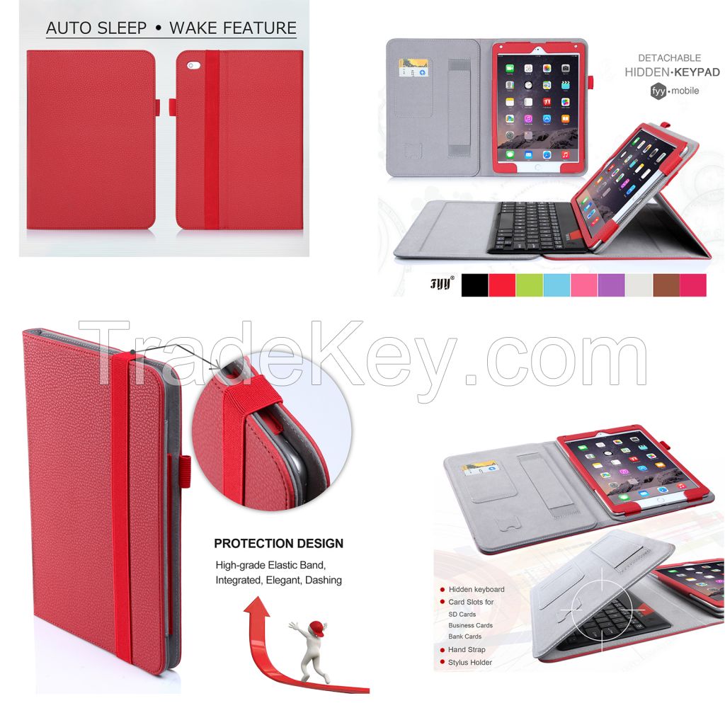  New Selling Products In Guangzhou Custom Design PU Leather Tablet Case For Apple iPad Air 2 With Keyboard 