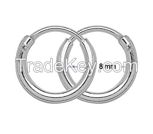 8mm Sterling Silver Hoop Earrings.