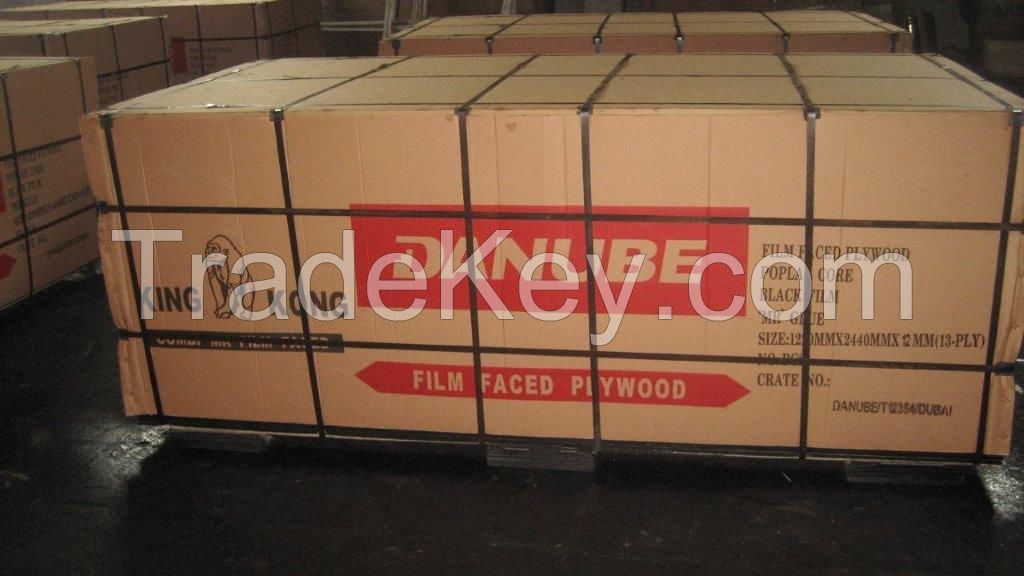 KINGKONG BRAND FILM FACED PLYWOOD, 'MR' GLUE, POPLAR CORE, BLACK FILM or BLACK PRINTED FILM