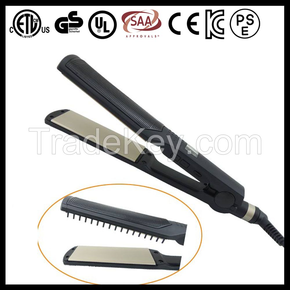 Nano titanium flat iron hair straightener with removable comb
