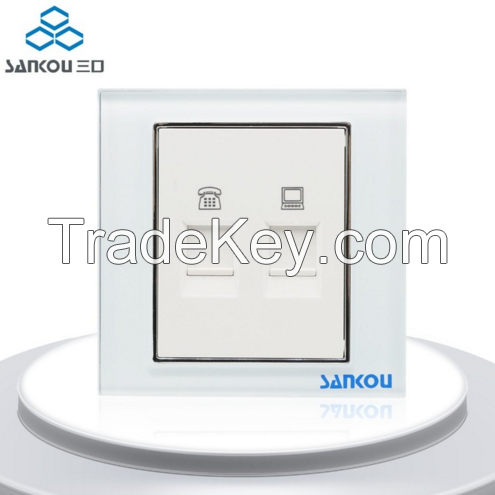 Telephone and Computer Sockets SANKOU Crystal Glass Panel 2 Gan