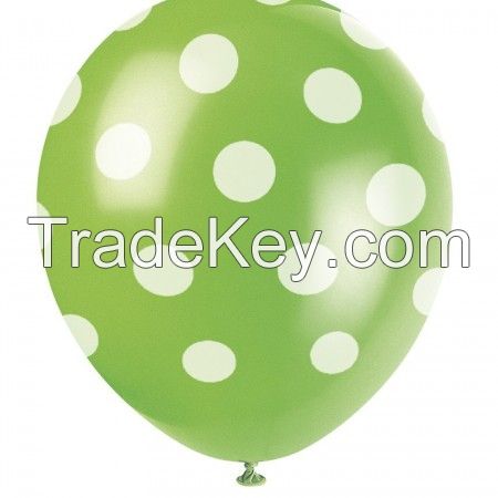 12â³ Latex Lime Green Polka Dot Balloons, 6ct