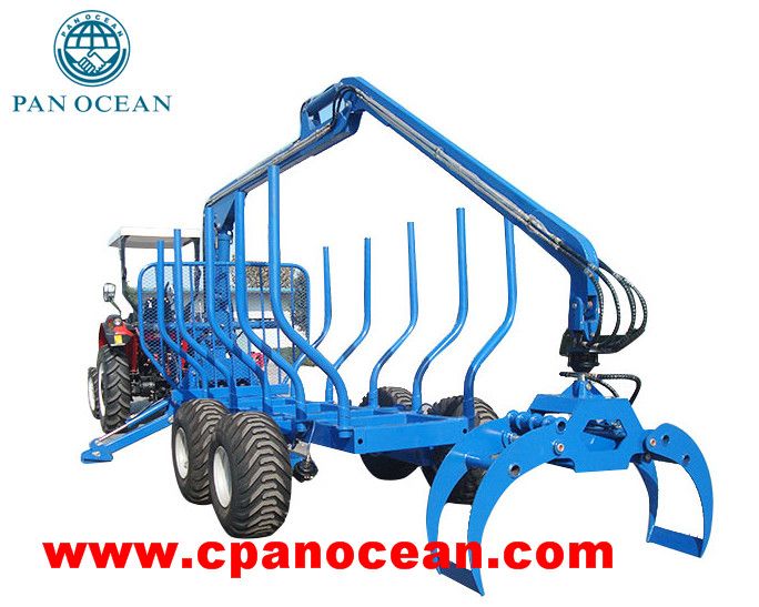 3tons log trailer with crane