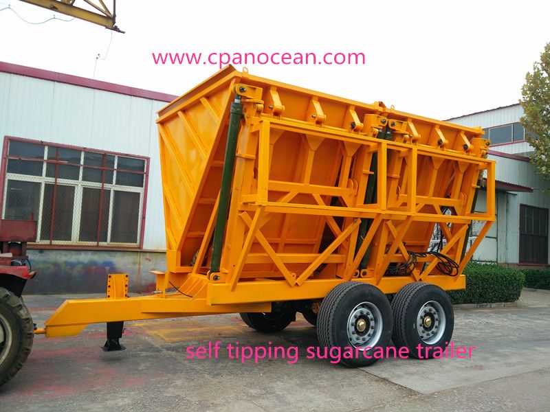 hydraulic self tipping sugar cane trailer for chopped sugar cane