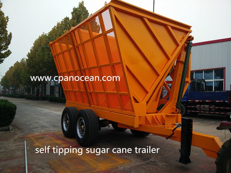 hydraulic self tipping sugar cane trailer for chopped sugar cane