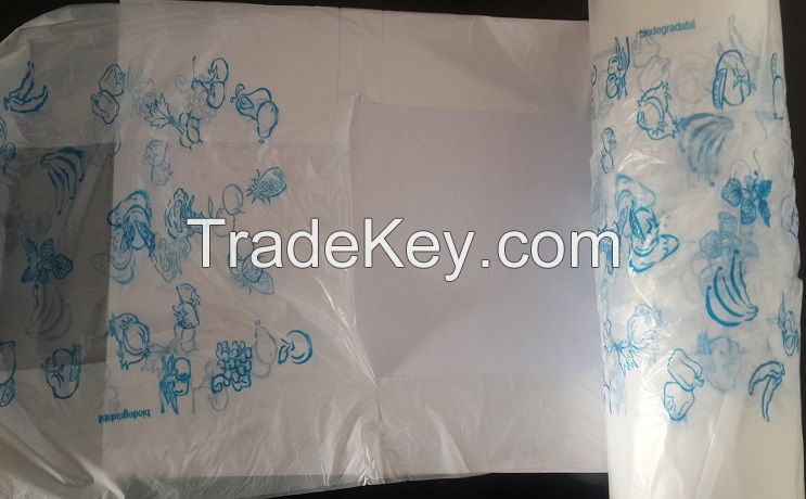 T-shirt bags on roll with printing 