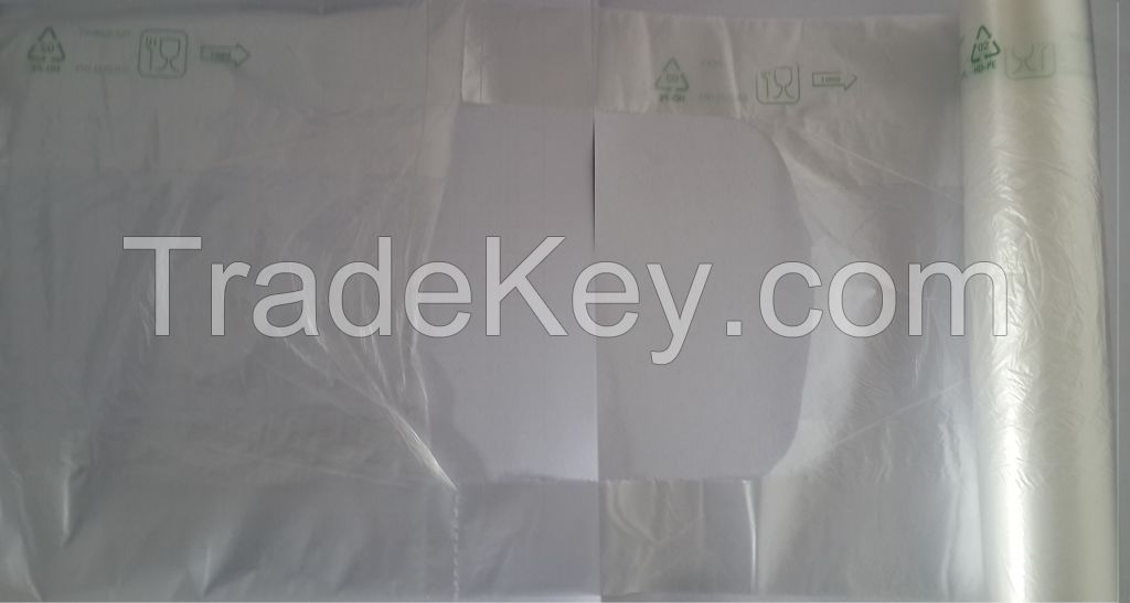 T-shirt bags on roll with printing 