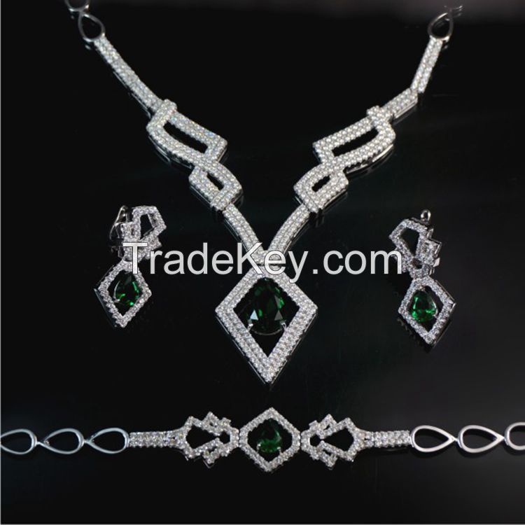 Necklace Earring Ring Bracelet Imitation Diamond Jewelry Sets 