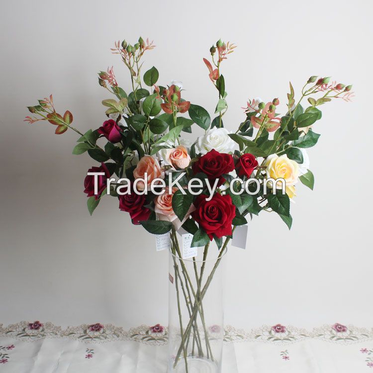 wholesale plastic artificial flower rose for decoration