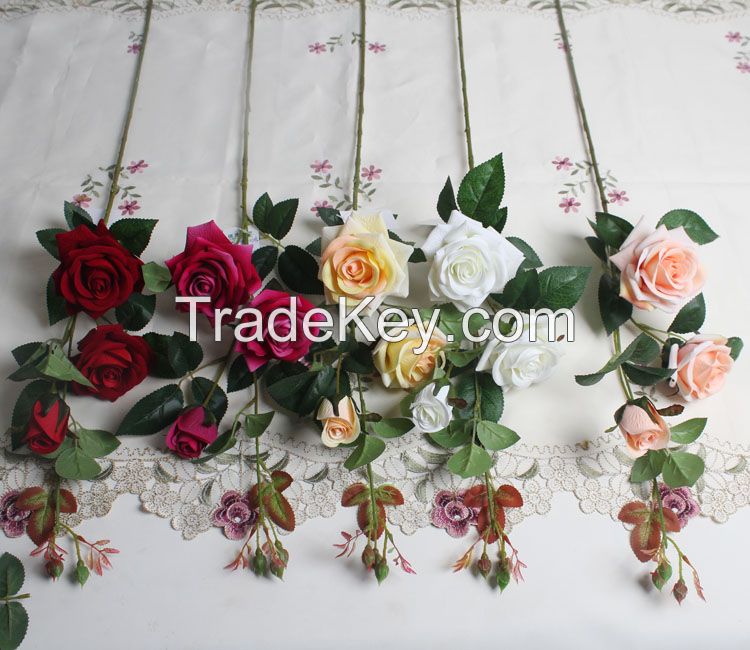 wholesale plastic artificial flower rose for decoration