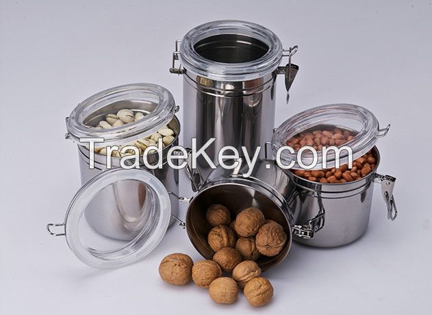 4Pcs Stainless Steel Airtight Kitchen Fresh Box / Storage Box / Canister Set Colorful Kitchen Canister Jar