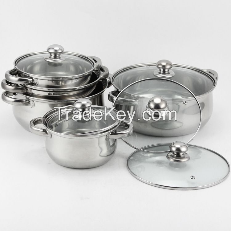 10Pcs Stainless Steel Frypan Casserole Sets/ Stock Pot Sets/ Cooking Pot/ Cookware Sets