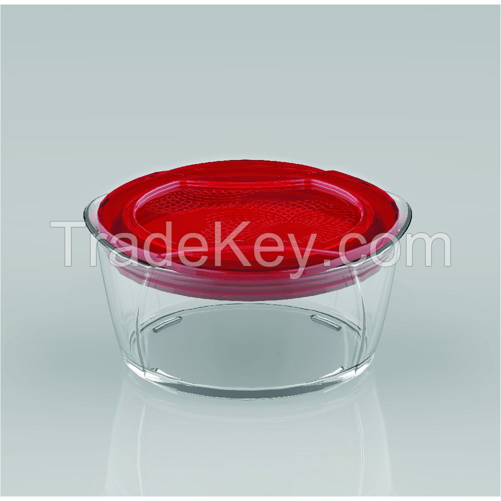 Heat resistant airtight microwave food grade round plastic food container 