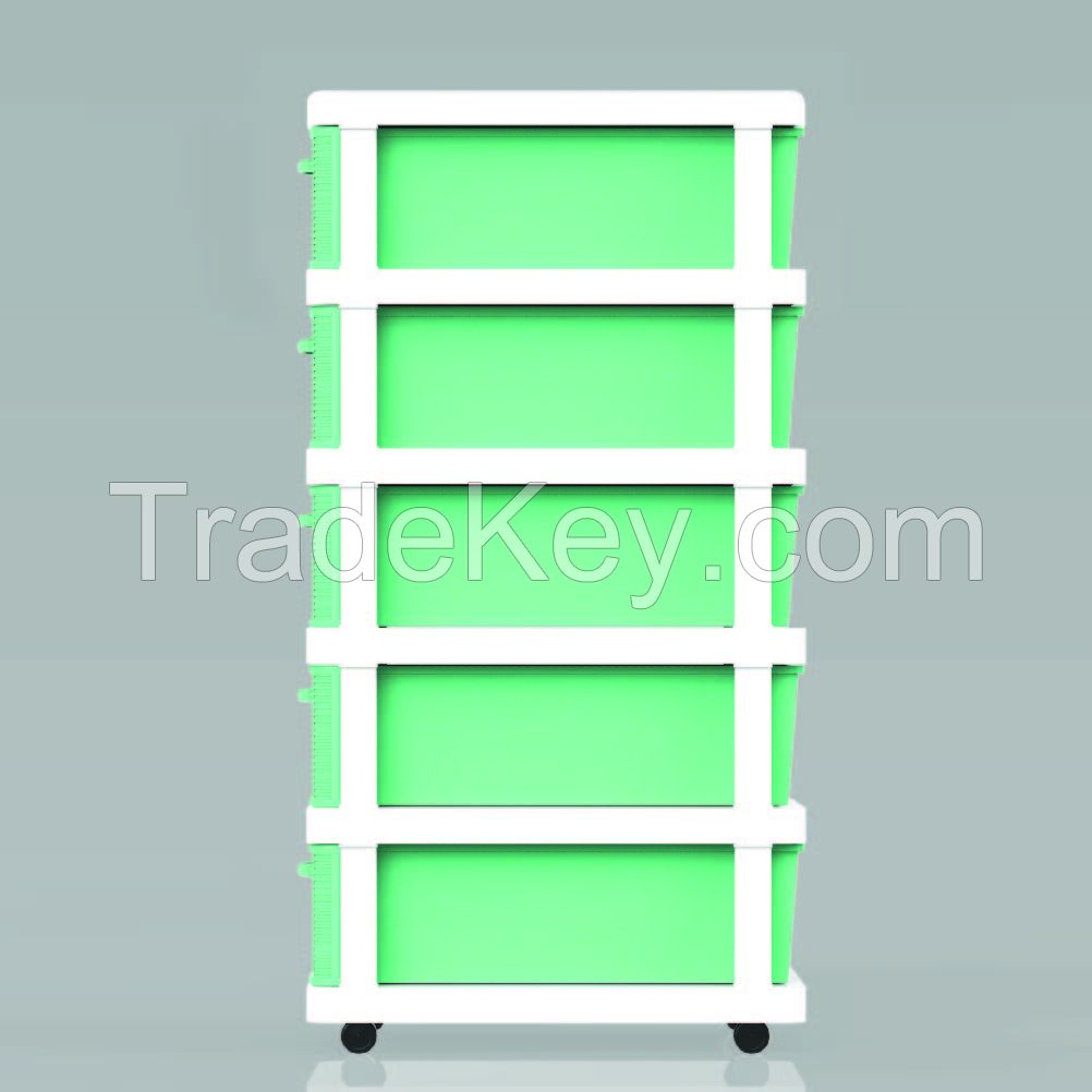Customized plastic storage 5 - drawer knit cabinet T961-5 (Green)