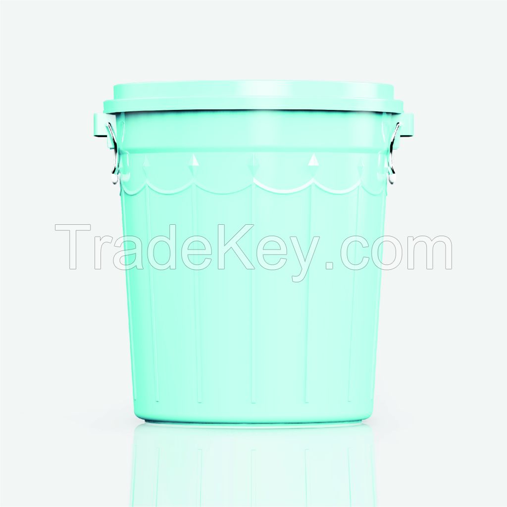 Eco-friendly plastic pail with lid and handles B129 Green
