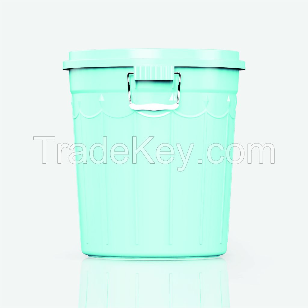 Eco-friendly plastic pail with lid and handles B129 Green