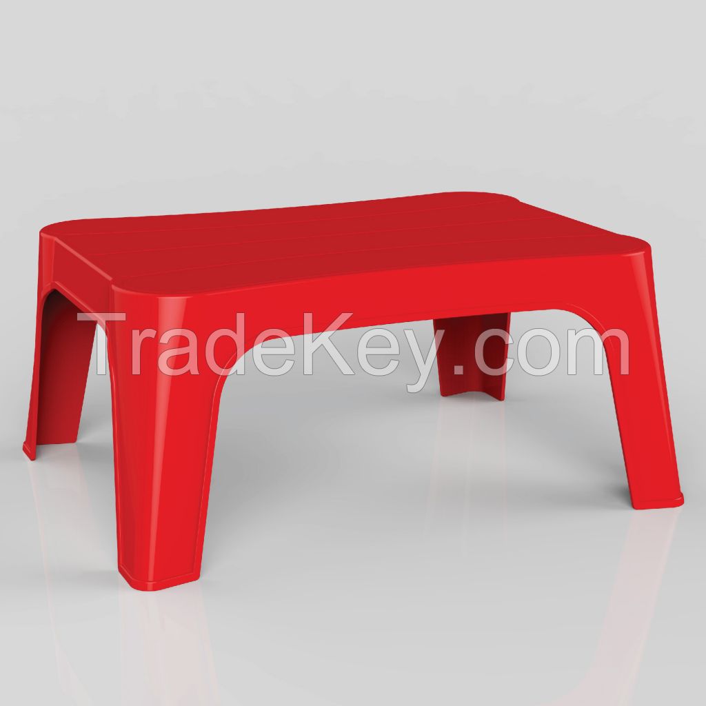 HOT COLORFUL Popular Plastic Low Rectangular Table For outdoor H1044 Red