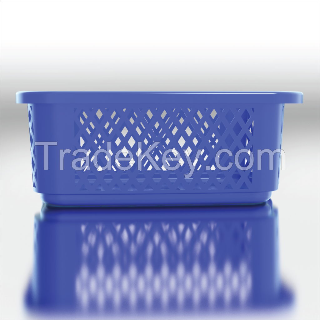 High load plastic crate fit storage with big amount, durable, easy to transfer E01102-Blue