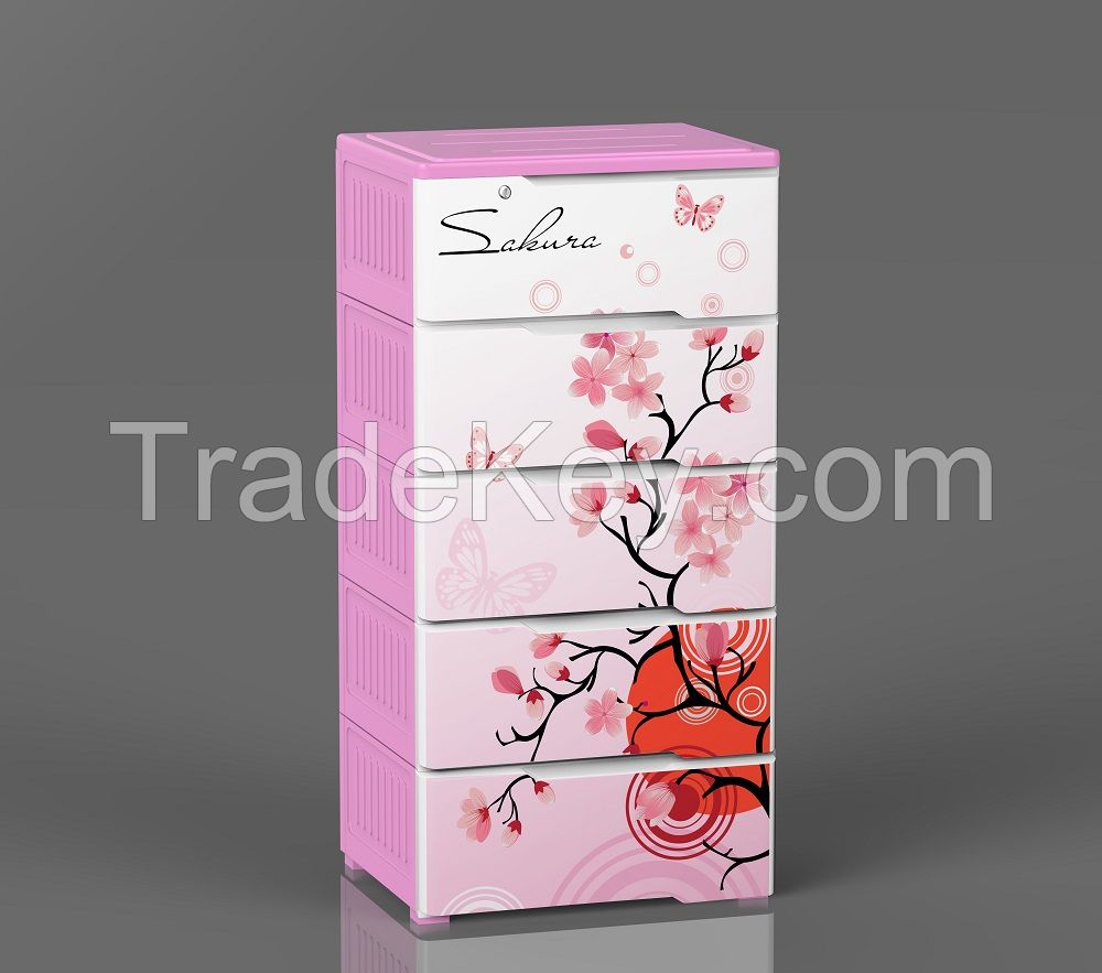 Plastic Cabinet 5 drawer Hydrangea flower _ Skype: nguyenngoc.ueh.vn