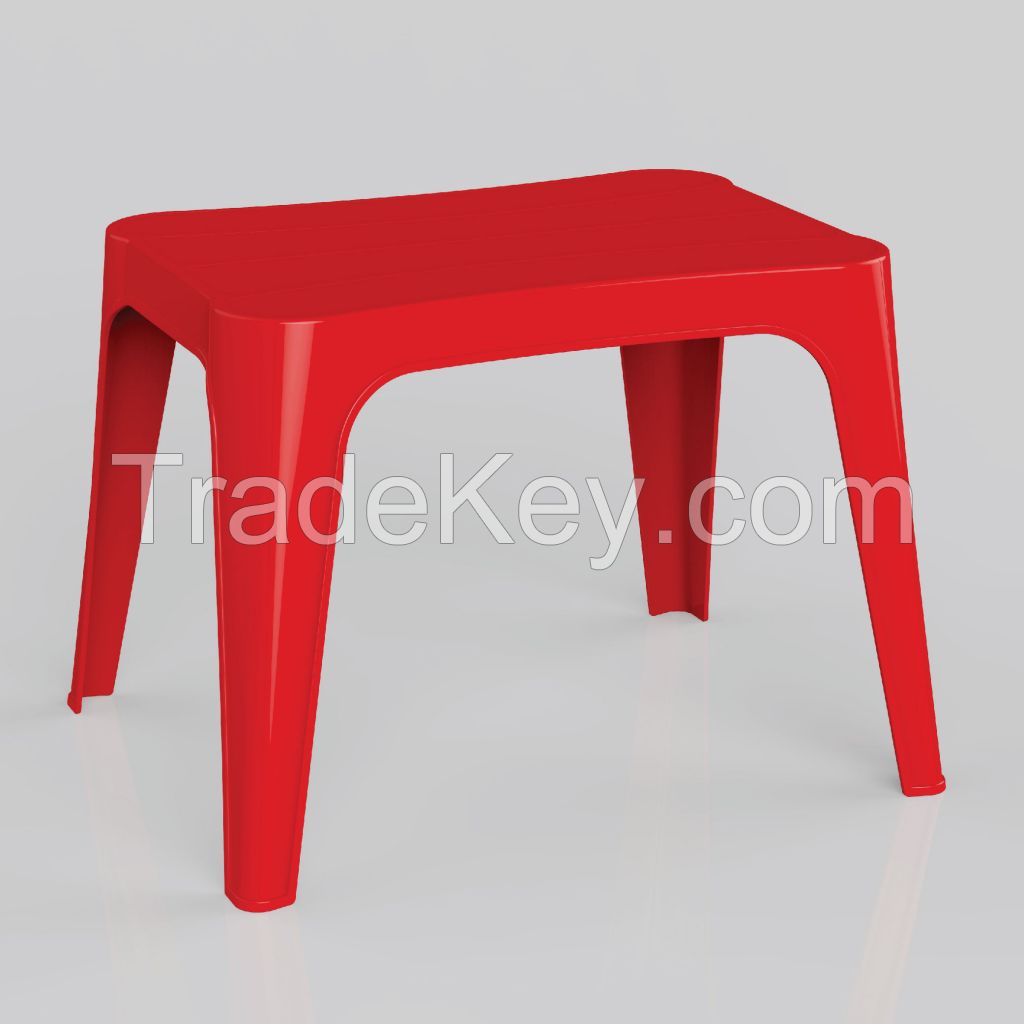 Solid Plastic Table with orderly shape, multicoloured designs suit outdoor or indoor space H1403-High Rectangular