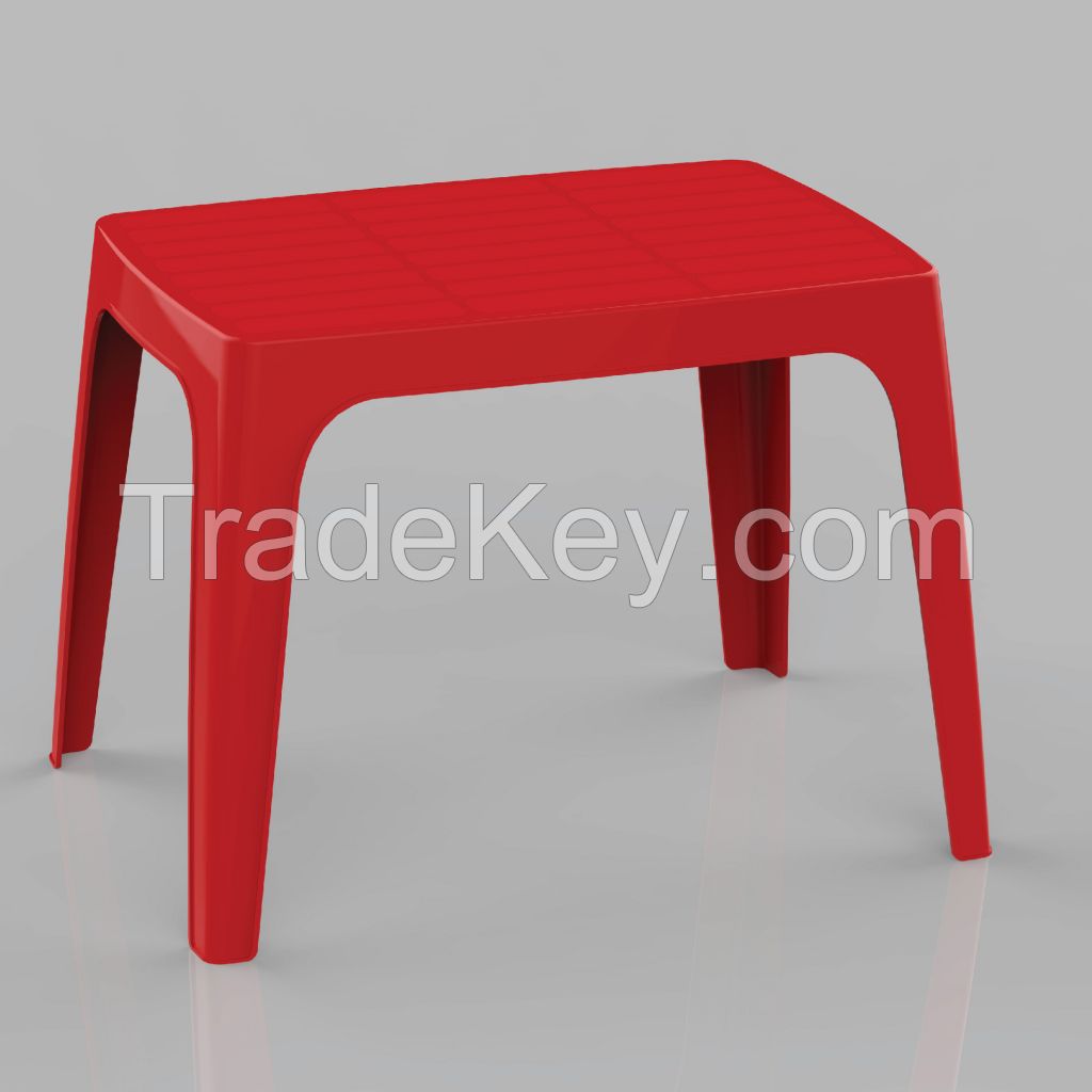 Solid Plastic Table with orderly shape, multicoloured designs suit outdoor or indoor space H170
