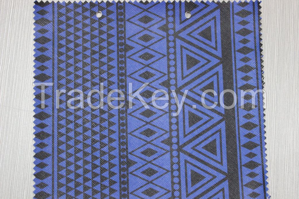 geometric printed leather fabric pvc synthetic leather for bags