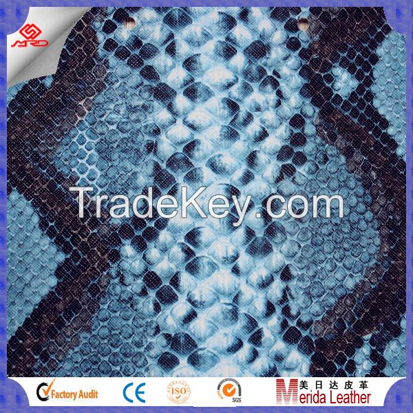 snake pattern embossed artificial leather pvc leather fabric for making bags