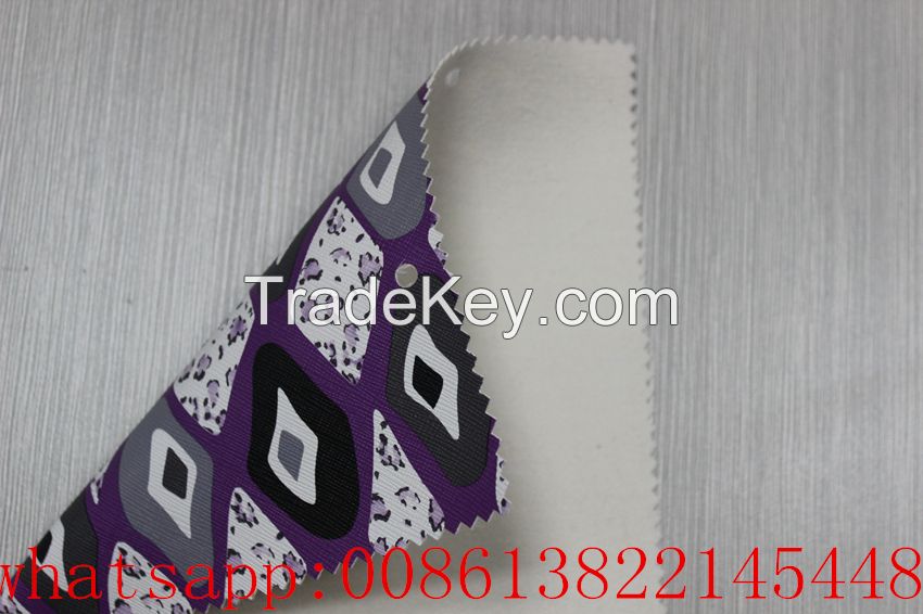 Guangzhou pvc artificial printed leather fabric for making bags