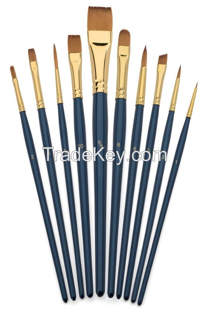 Professional Artist paint brush set for Acrylic Watercolor oil Taklon hair Brass Ferrule