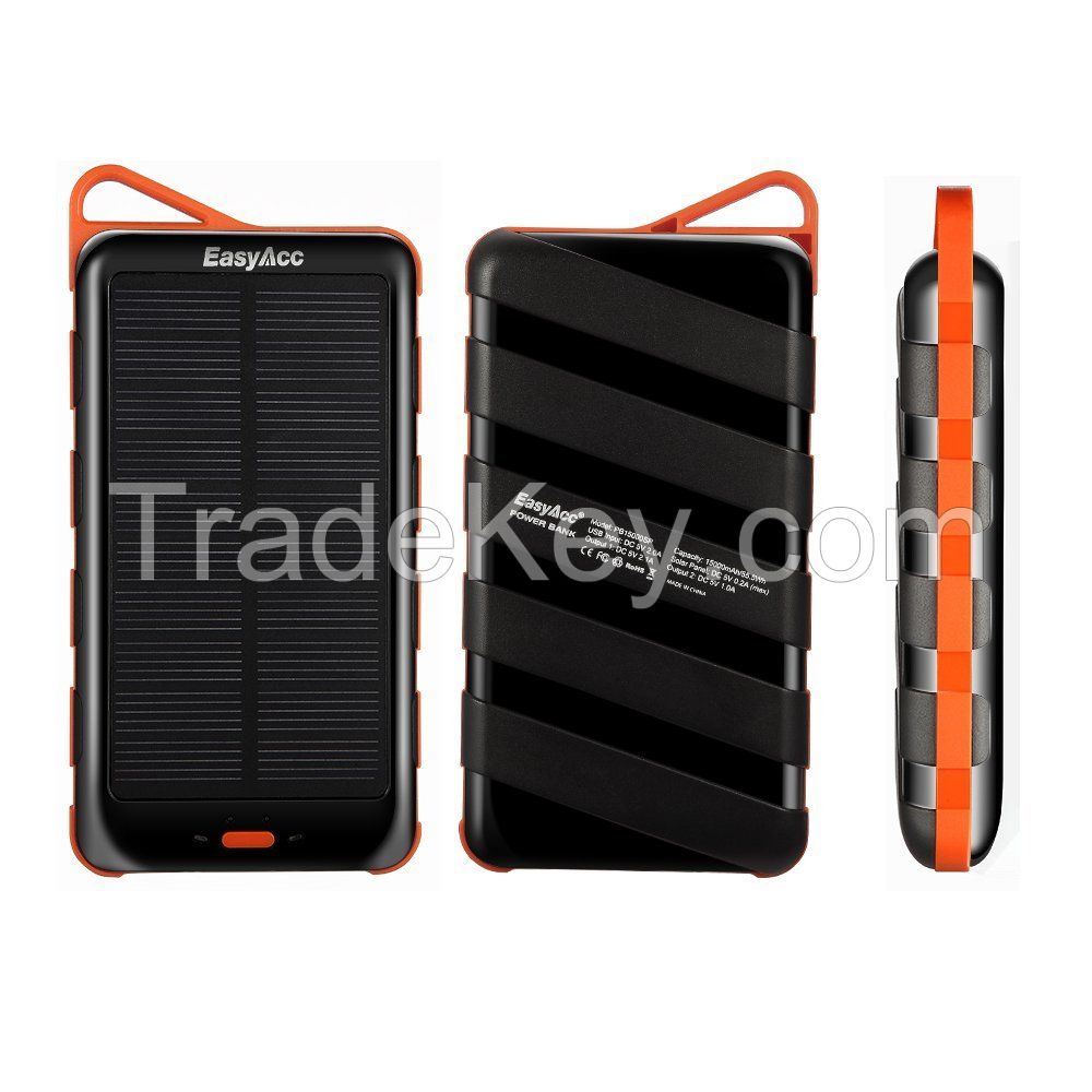 Portable Phone Charger 15000mAh Solar Panel Power Bank