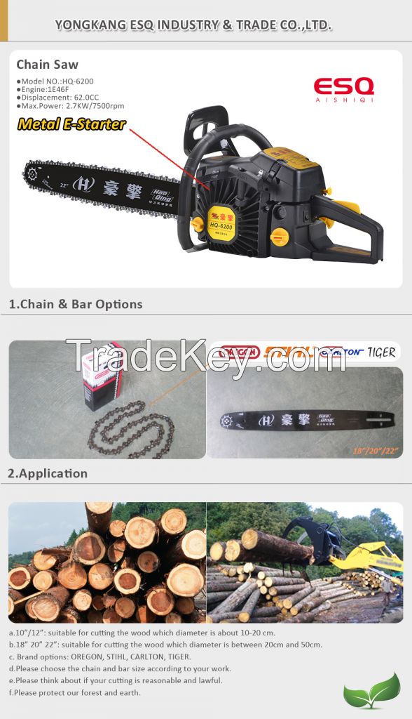 62.0cc Chain Saw Chainsaw Hq-6200