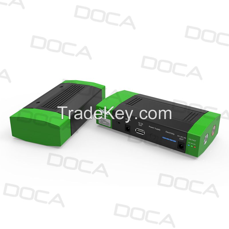 DOCA 15000mAh  multifunctional power bank for car starting and charging moblie phone and tablet PC,laptop