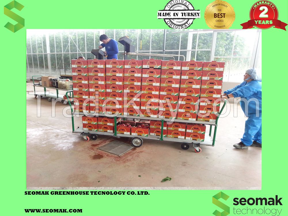 harvest trolley,tomato trolley,cucumber,trolley,for greenhouse,horticulture,pepper trolley,low cost trolley