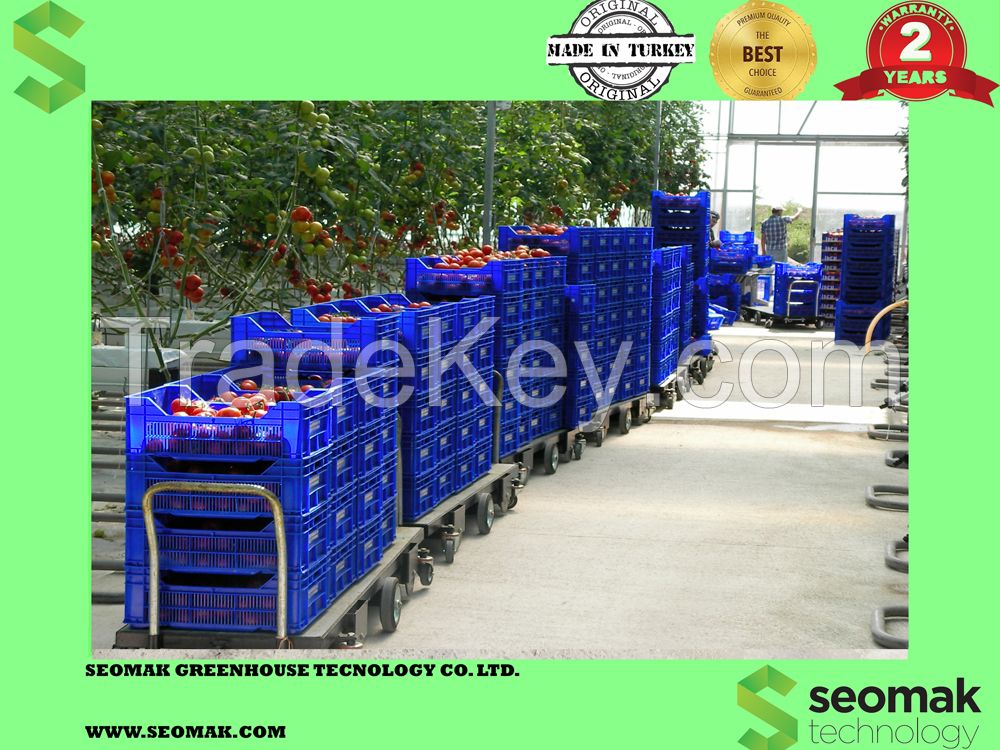 harvest trolley,tomato trolley,cucumber,trolley,for greenhouse,horticulture,pepper trolley,low cost trolley