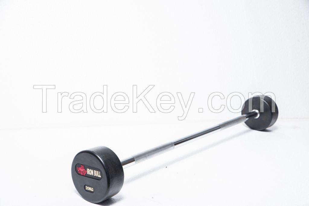 fixed curl rubber barbell, fixed rubber barbell