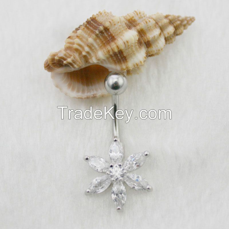 High Grade 3A Flower Belly Body Jewelry CZ Piercings Jewelry Womens